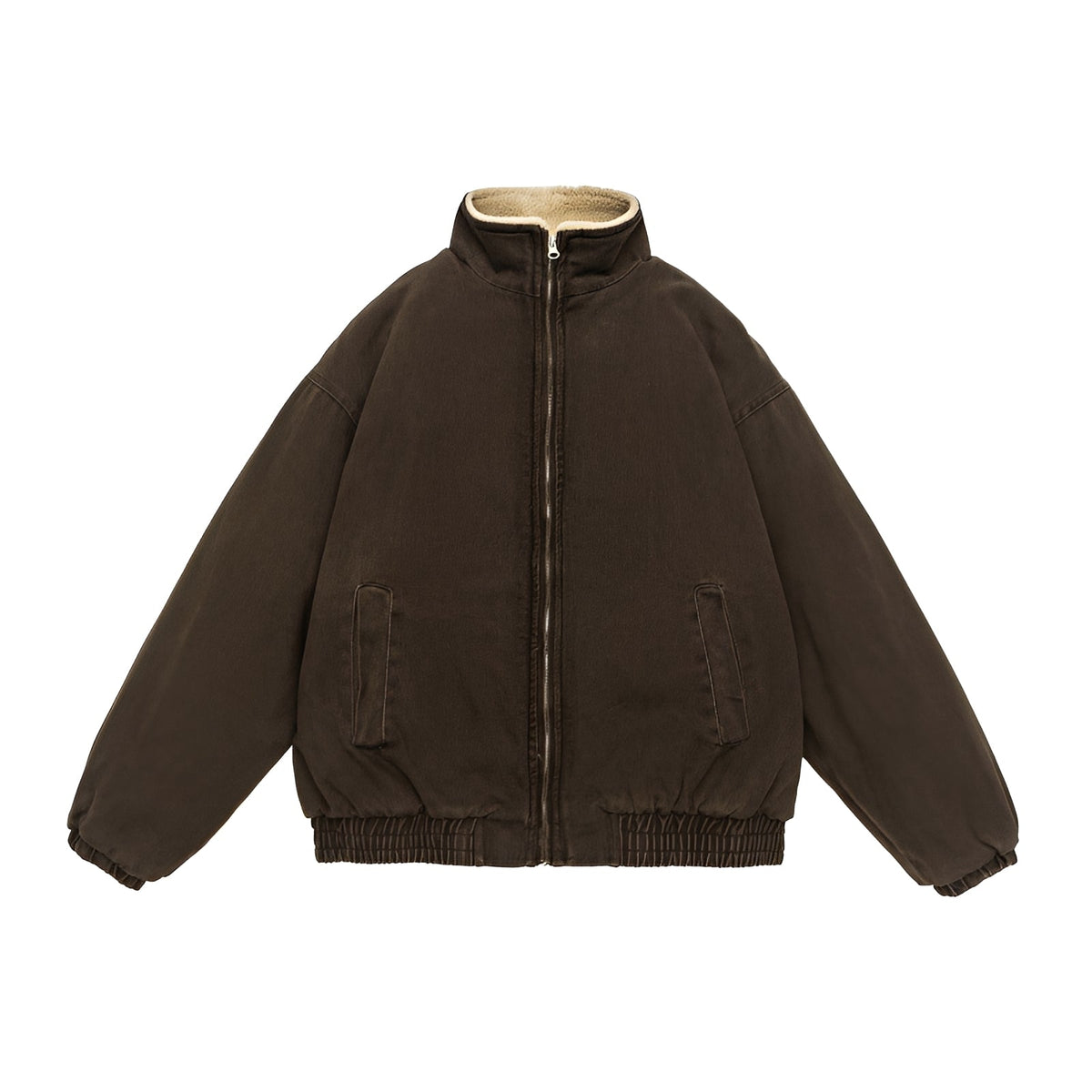 Herrenjacke mit Reißverschluss, Oversized und Stehkragen