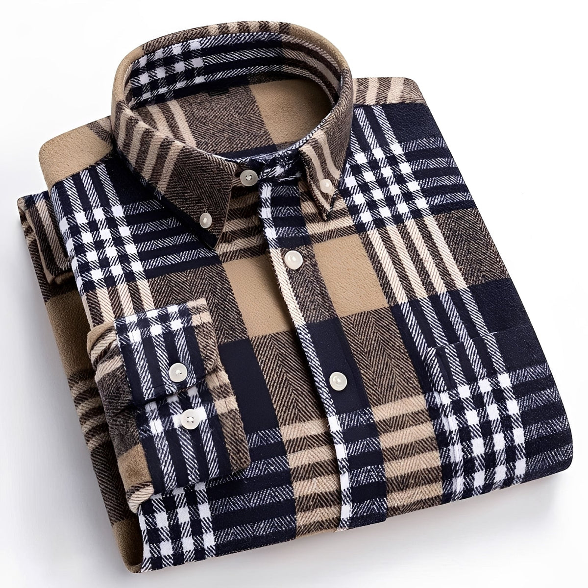 Herren Hemd mit Button-Down-Kragen - Karo-Muster, entspannter Schnitt