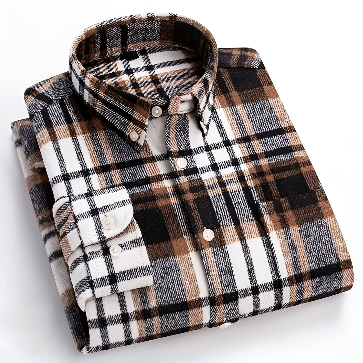 Herren Hemd mit Button-Down-Kragen - Karo-Muster, entspannter Schnitt