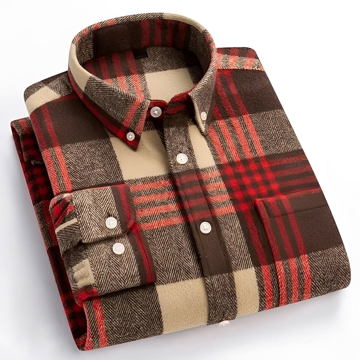 Herren Hemd mit Button-Down-Kragen - Karo-Muster, entspannter Schnitt