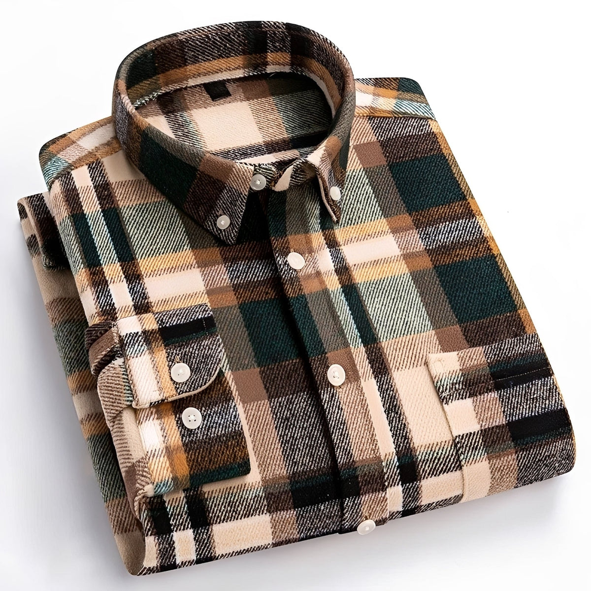 Herren Hemd mit Button-Down-Kragen - Karo-Muster, entspannter Schnitt