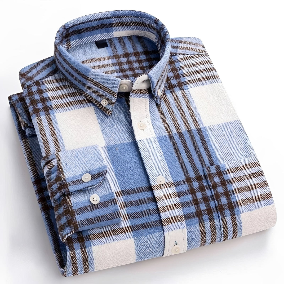 Herren Hemd mit Button-Down-Kragen - Karo-Muster, entspannter Schnitt