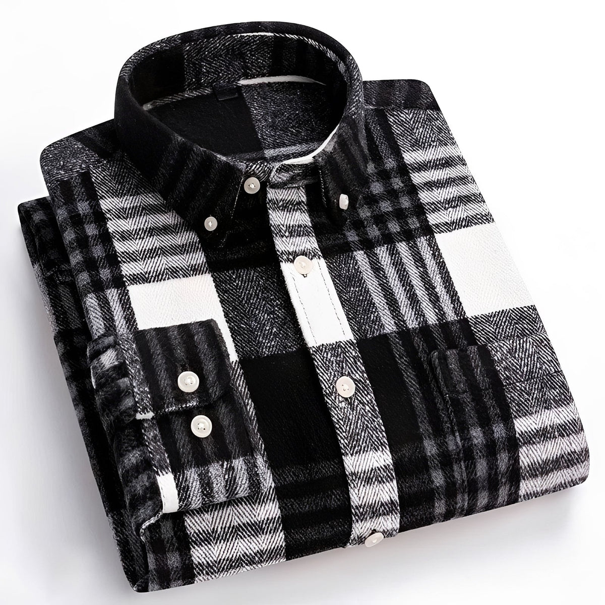 Herren Hemd mit Button-Down-Kragen - Karo-Muster, entspannter Schnitt