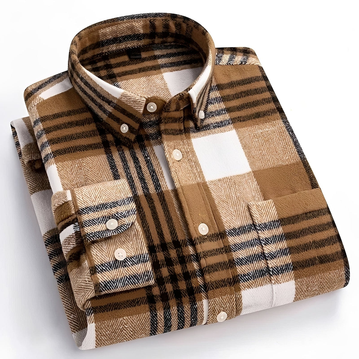 Herren Hemd mit Button-Down-Kragen - Karo-Muster, entspannter Schnitt
