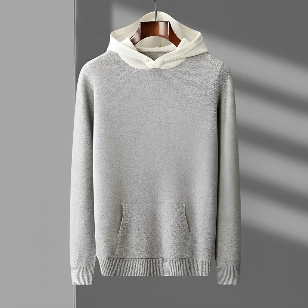 Herren Hoodie mit Knopfverschluss und Kontrastkragen - Normaler Schnitt