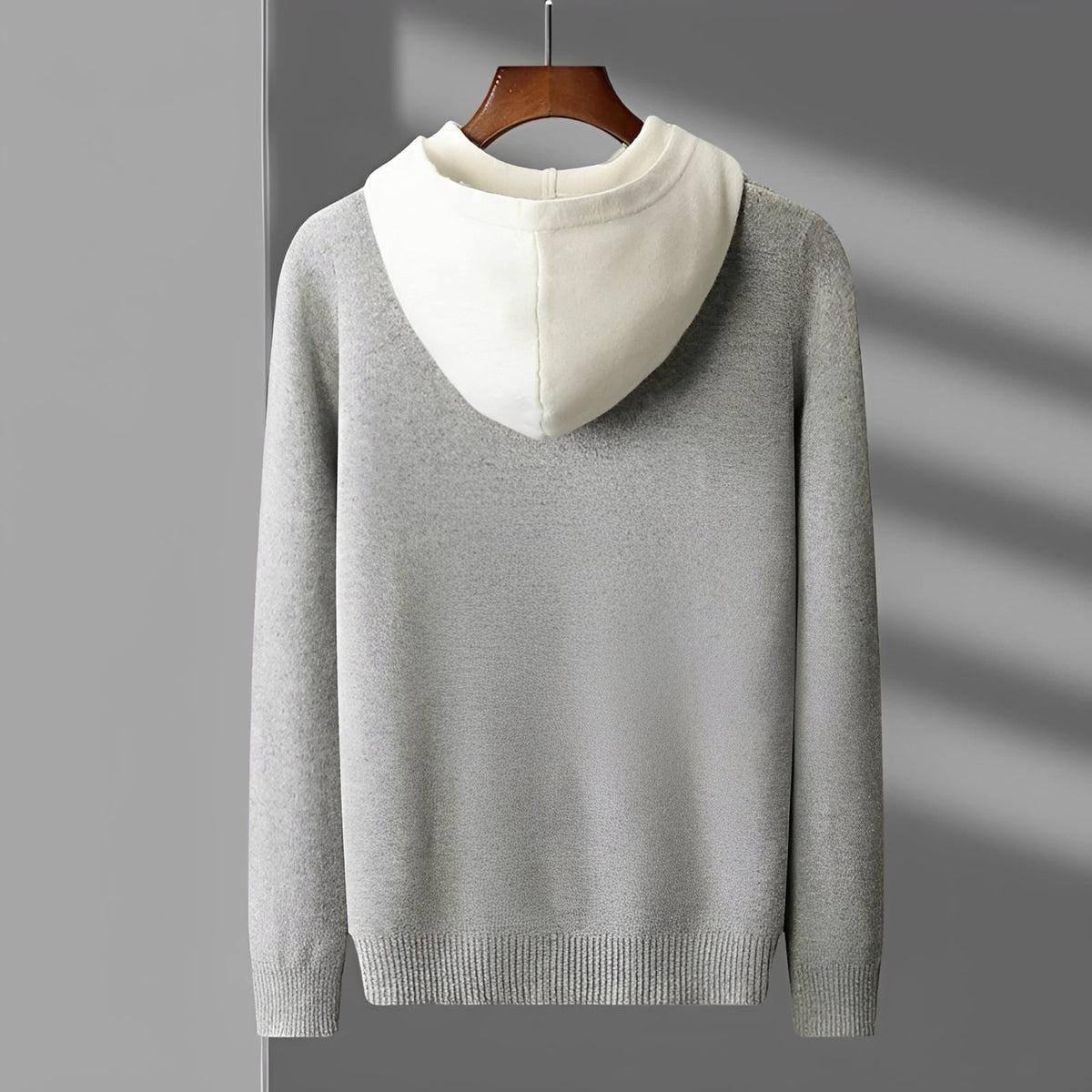 Herren Hoodie mit Knopfverschluss und Kontrastkragen - Normaler Schnitt