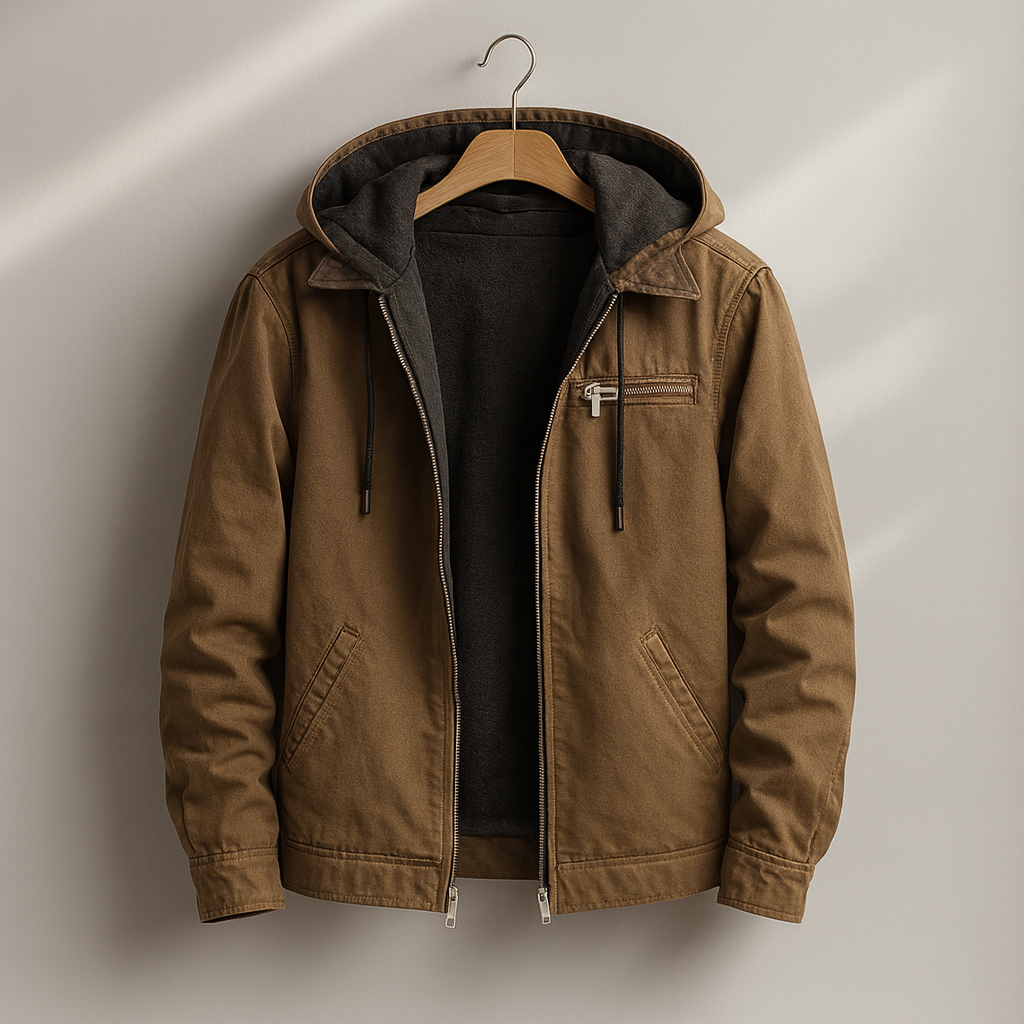 Herren Jacke - Mit Kapuze, Reißverschluss, Sanftes Innenfutter, Lockerer Fit