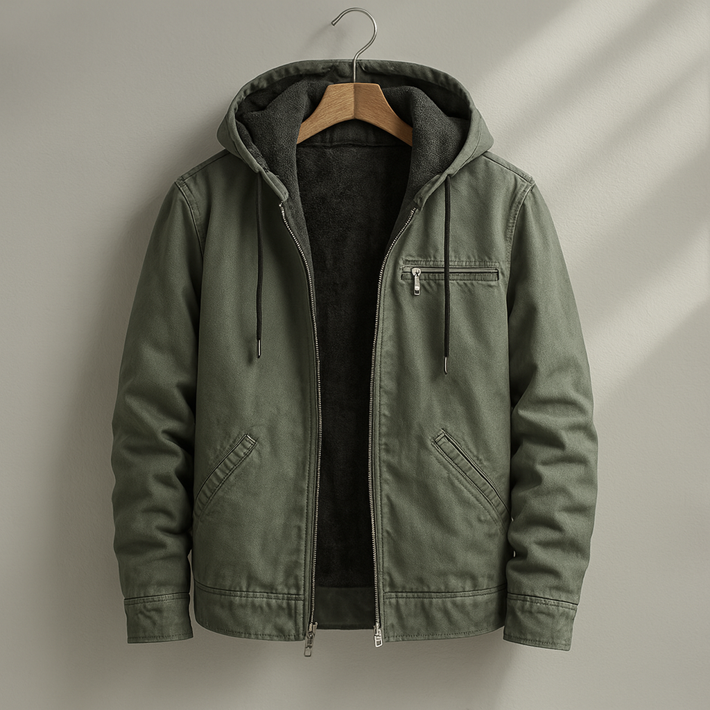 Herren Jacke - Mit Kapuze, Reißverschluss, Sanftes Innenfutter, Lockerer Fit