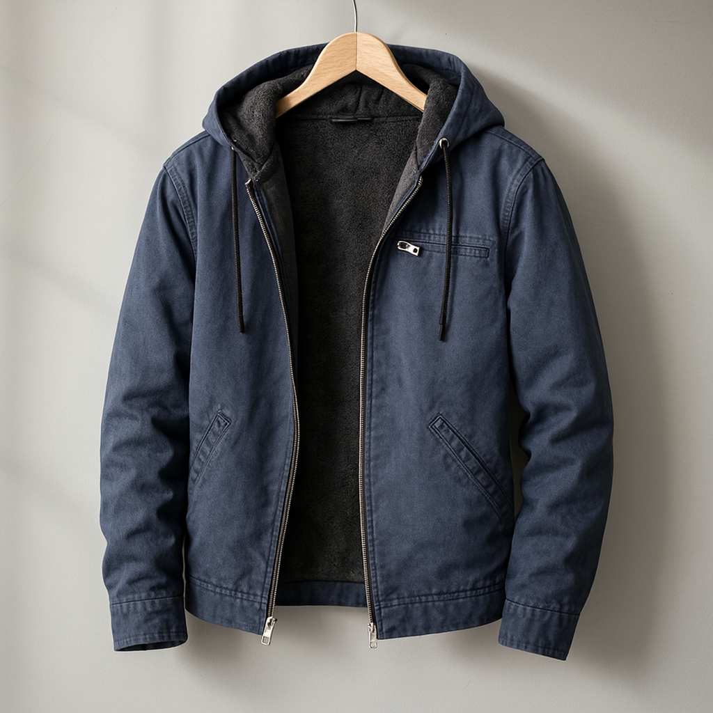 Herren Jacke - Mit Kapuze, Reißverschluss, Sanftes Innenfutter, Lockerer Fit
