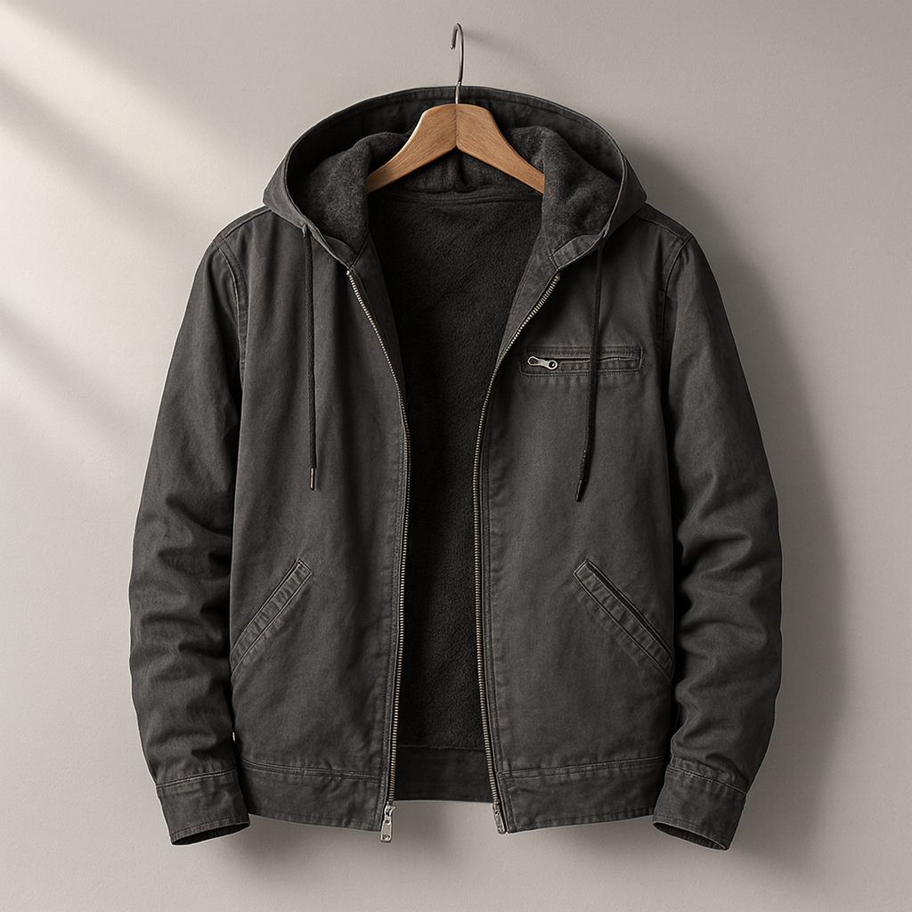 Herren Jacke - Mit Kapuze, Reißverschluss, Sanftes Innenfutter, Lockerer Fit