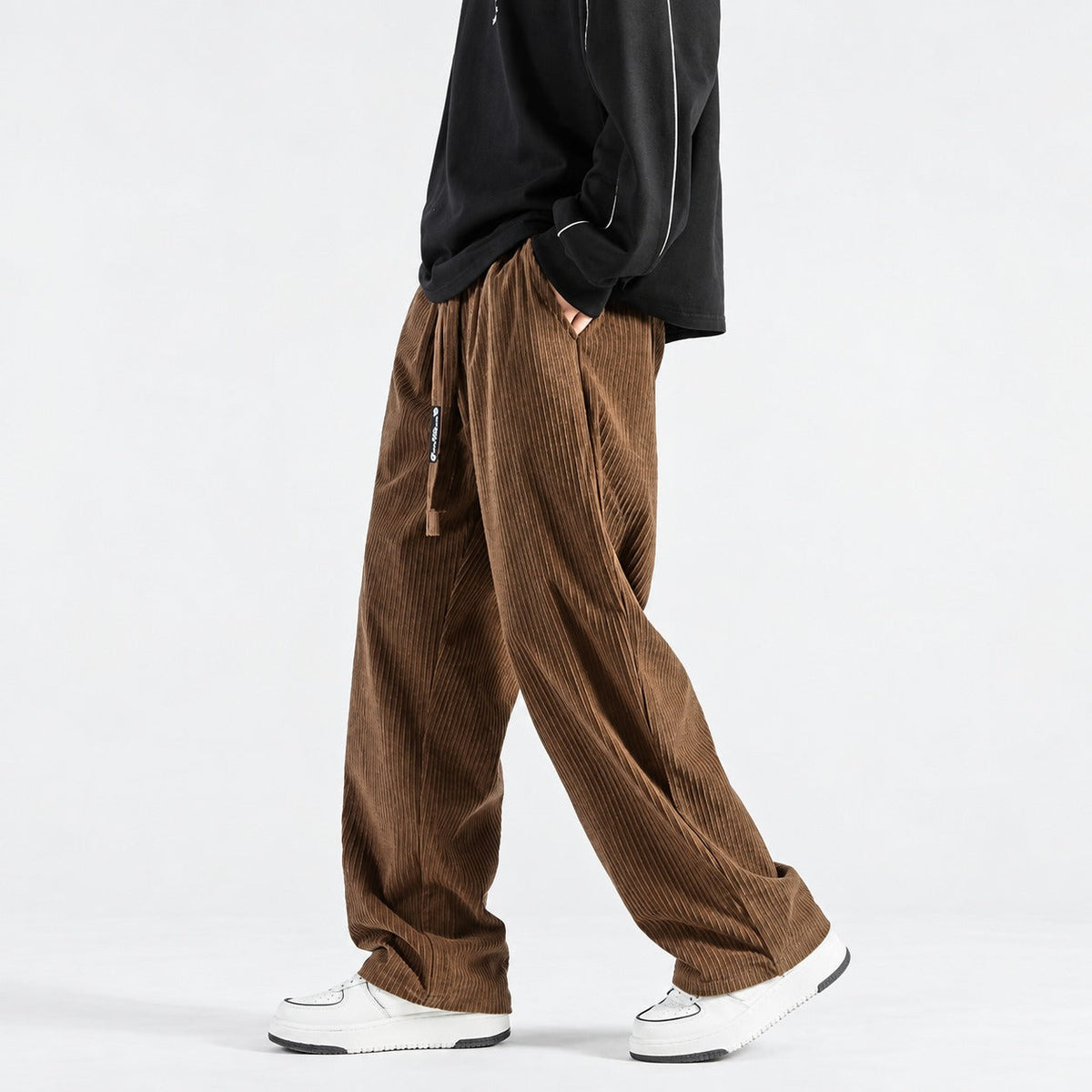 Herren Jogginghose mit Lockerem Schnitt und Kordelzugbund, Weite Beinform