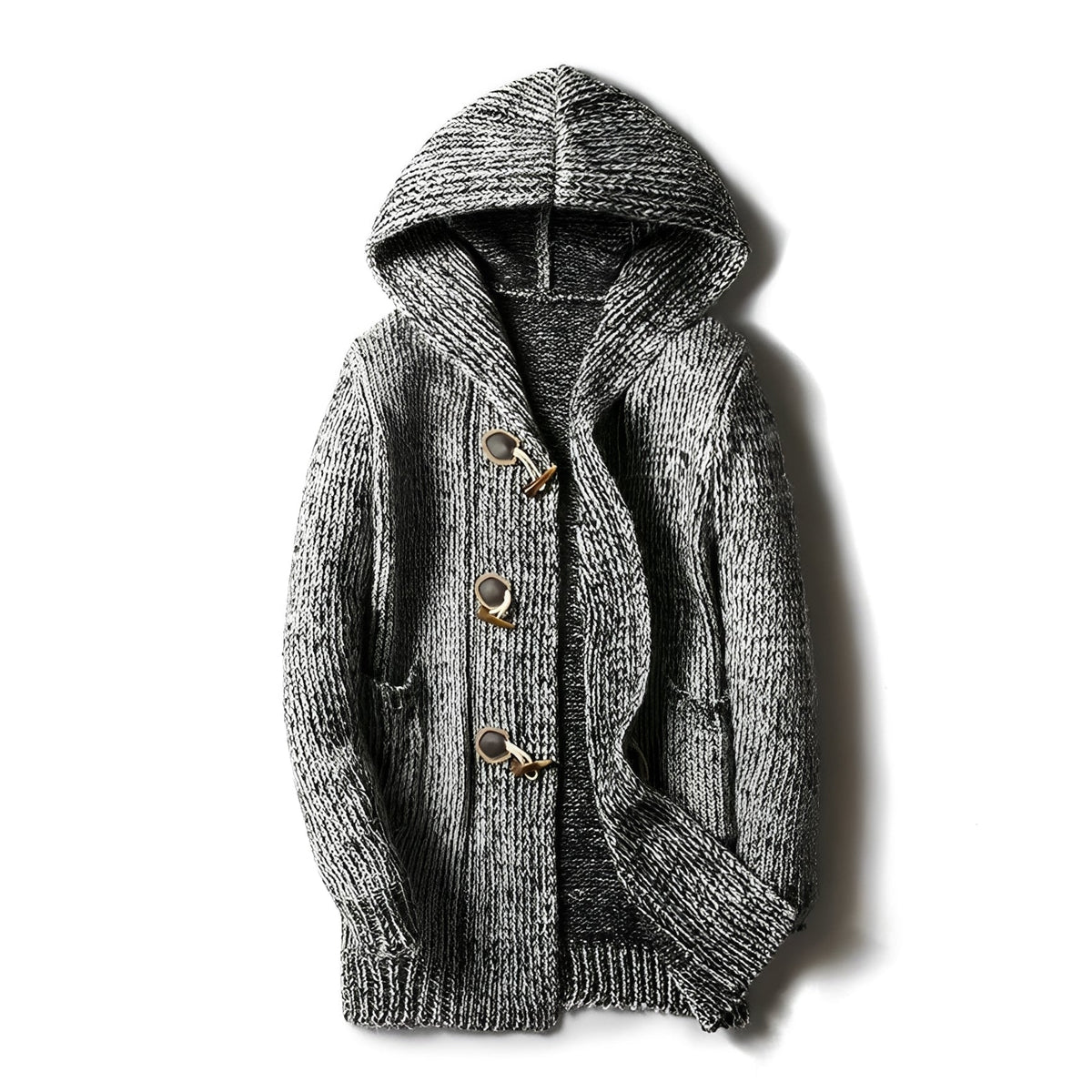 Herren Kapuzen-Cardigan - Knopfleiste, Seitentaschen, Lockerer Schnitt