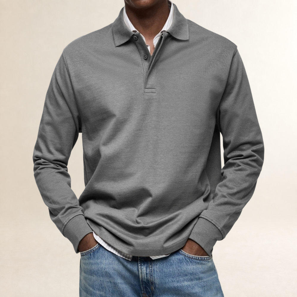 Herren Langarm Polo-Shirt - Traditioneller Schnitt, Knopfleiste, Vielseitig einsetzbar