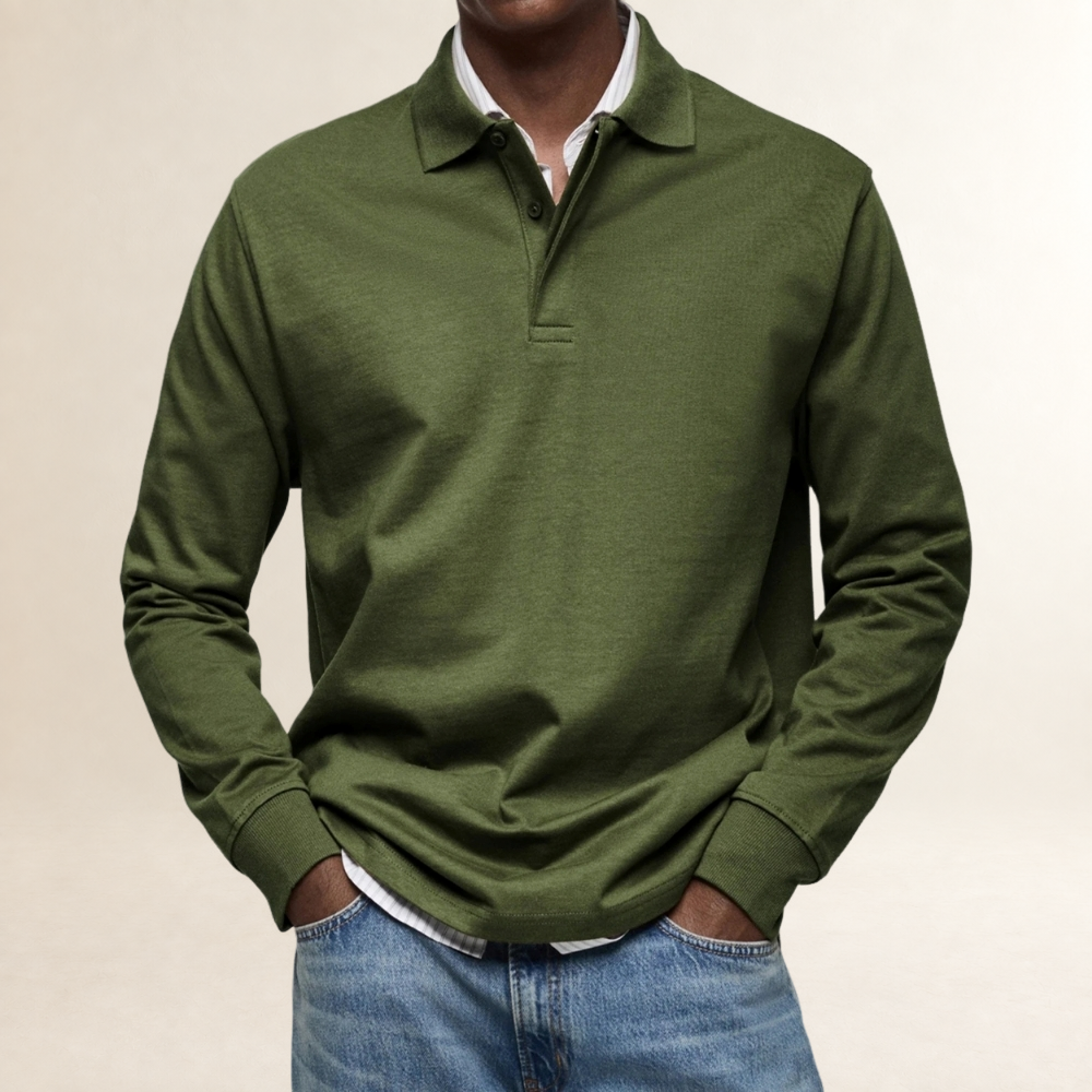 Herren Langarm Polo-Shirt - Traditioneller Schnitt, Knopfleiste, Vielseitig einsetzbar