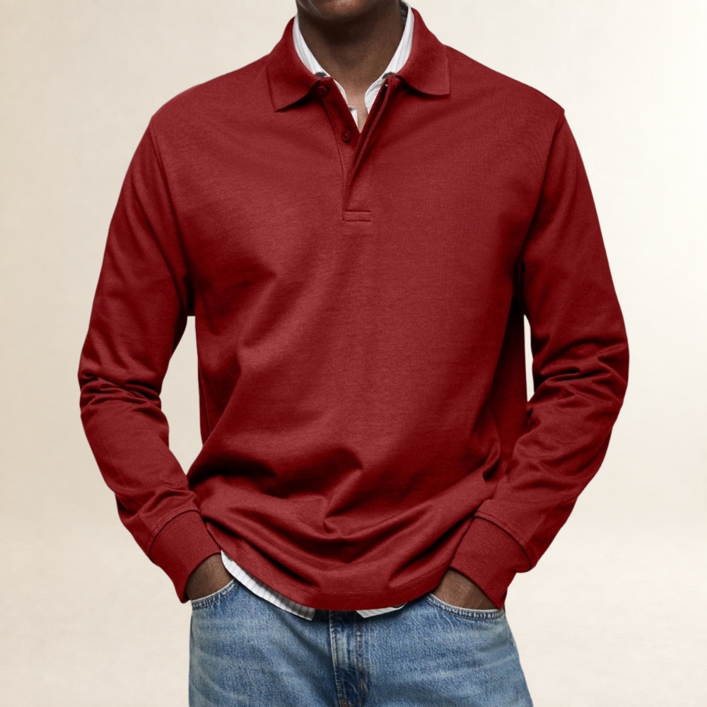 Herren Langarm Polo-Shirt - Traditioneller Schnitt, Knopfleiste, Vielseitig einsetzbar