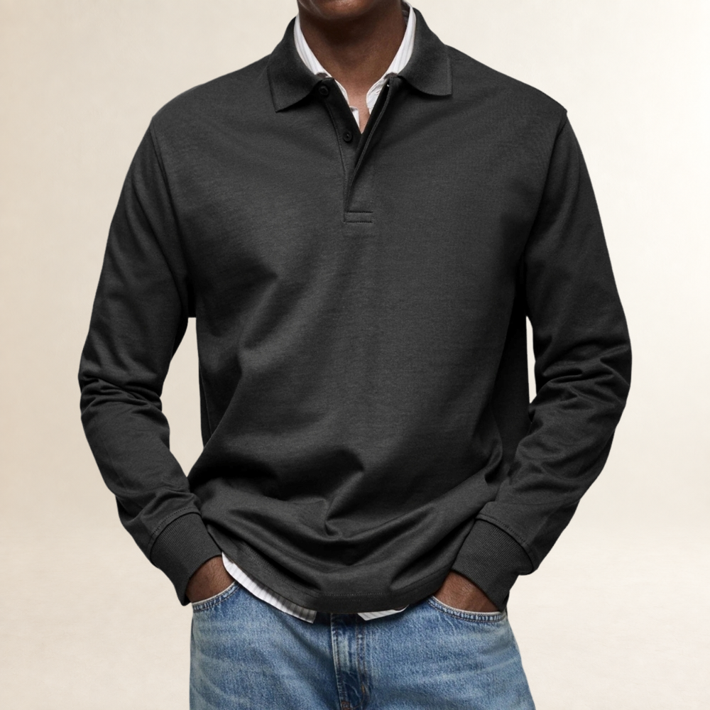 Herren Langarm Polo-Shirt - Traditioneller Schnitt, Knopfleiste, Vielseitig einsetzbar