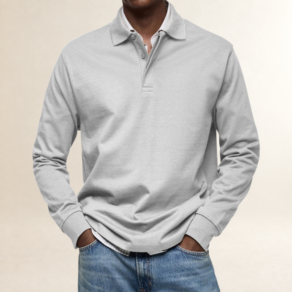 Herren Langarm Polo-Shirt - Traditioneller Schnitt, Knopfleiste, Vielseitig einsetzbar