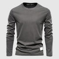 Herren Langarm T-Shirt mit Rundkragen und Logo-Patch - Normale Passform