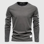 Herren Langarm T-Shirt mit Rundkragen und Logo-Patch - Normale Passform