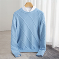 Herren-Rundhals Pullover mit Argyle-Muster und gerippten Bündchen - Normale Passform