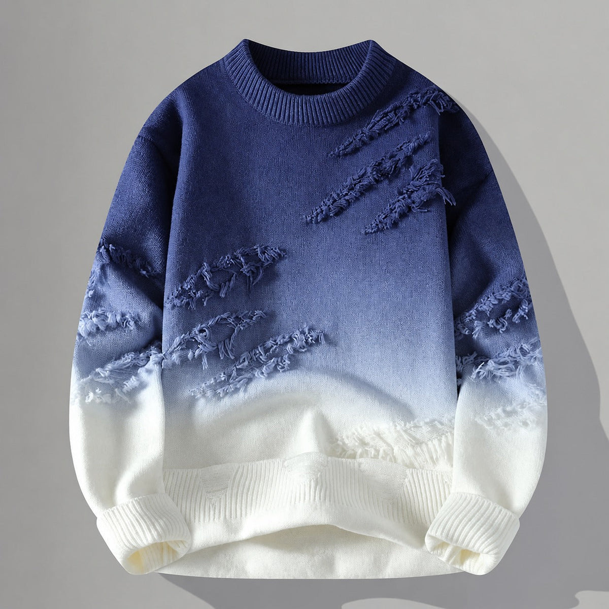 Herren Oversized Pullover - Farbverlauf in Tönen mit Fransen