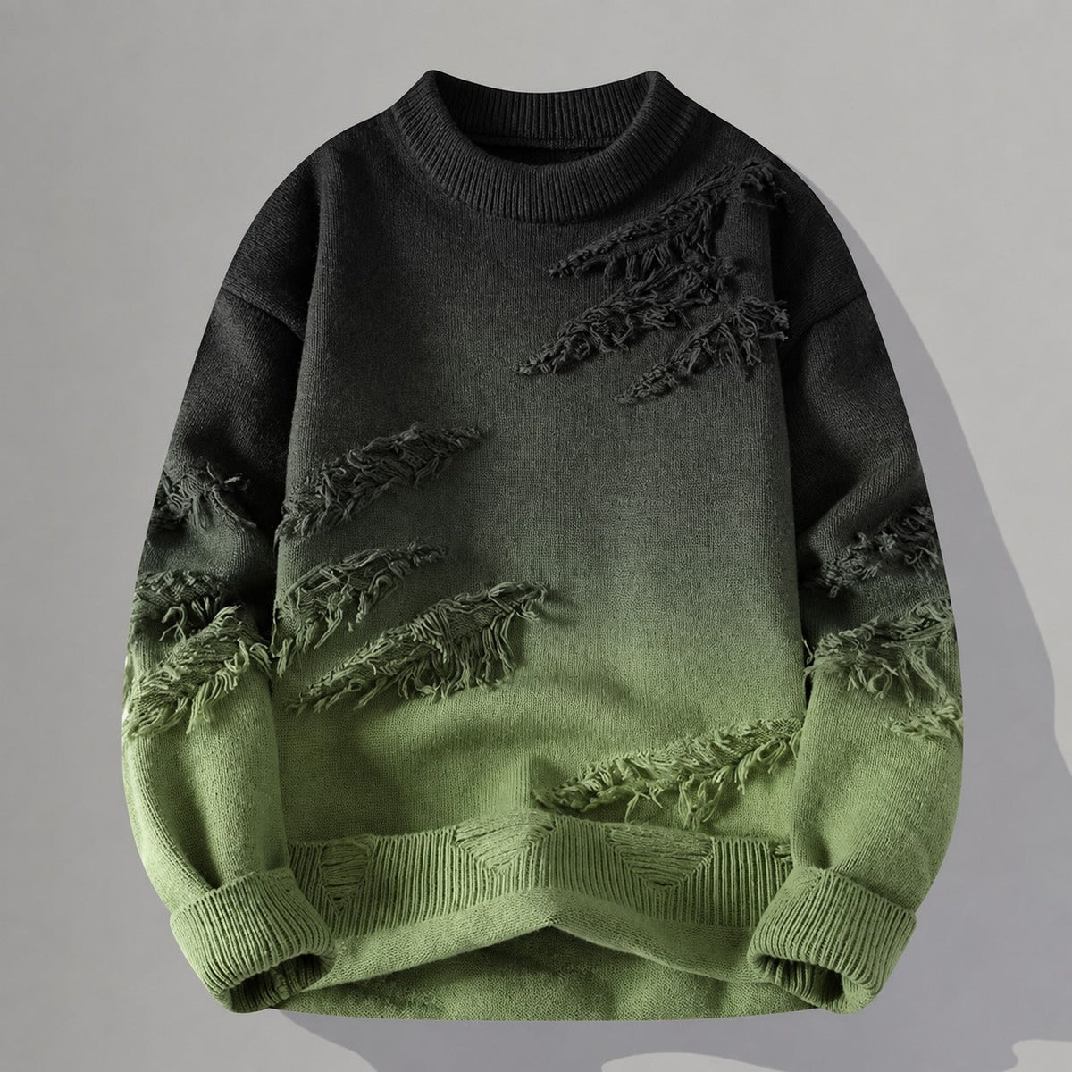 Herren Oversized Pullover - Farbverlauf in Tönen mit Fransen