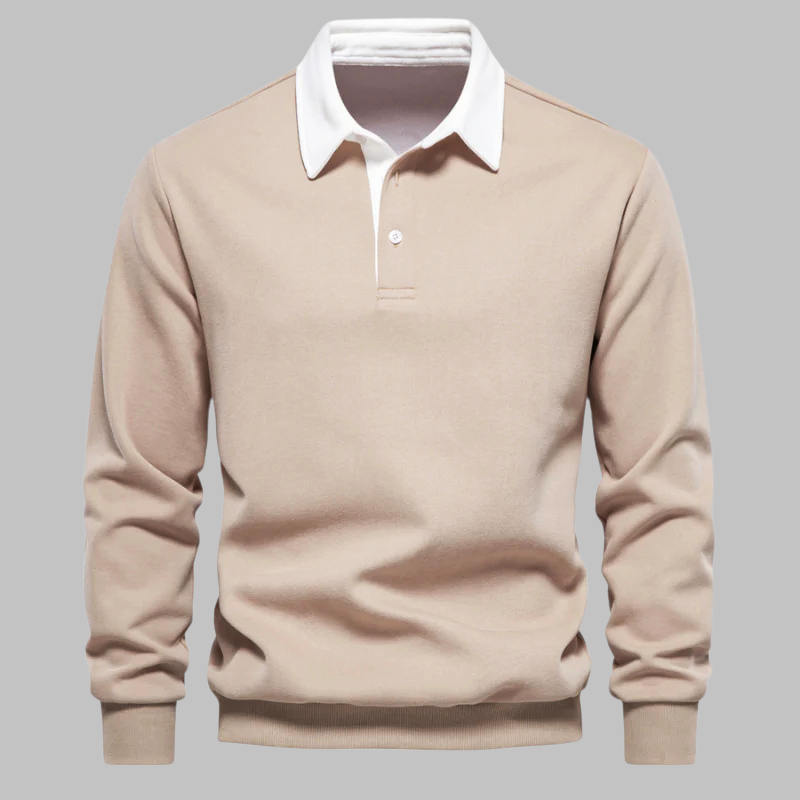 Herren Pullover mit Polokragen - Langarm, Knopfleiste, entspannte Passform