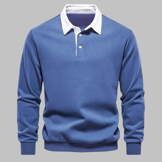 Herren Pullover mit Polokragen - Langarm, Knopfleiste, entspannte Passform