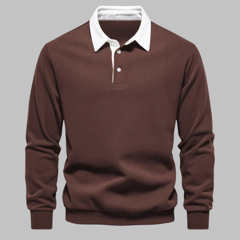 Herren Pullover mit Polokragen - Langarm, Knopfleiste, entspannte Passform