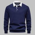 Herren Pullover mit Polokragen - Langarm, Knopfleiste, entspannte Passform