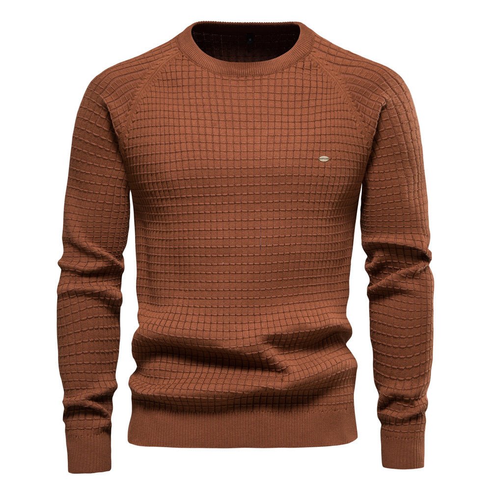 Herren Pulli mit Strukturiertem Rundhalsausschnitt - Langarmshirt Regular Fit