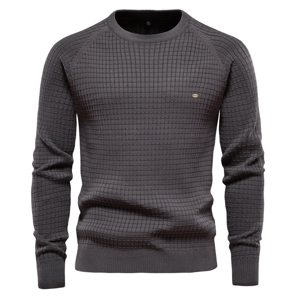 Herren Pulli mit Strukturiertem Rundhalsausschnitt - Langarmshirt Regular Fit