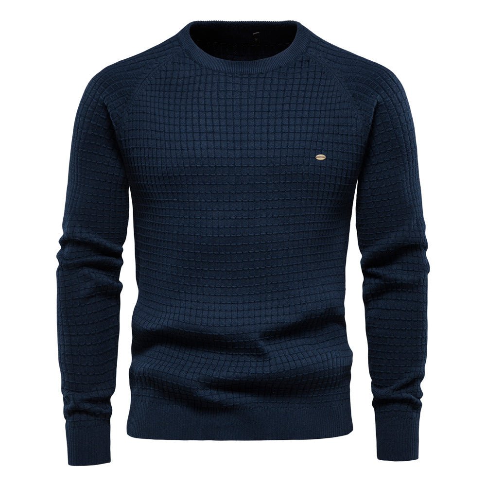 Herren Pulli mit Strukturiertem Rundhalsausschnitt - Langarmshirt Regular Fit