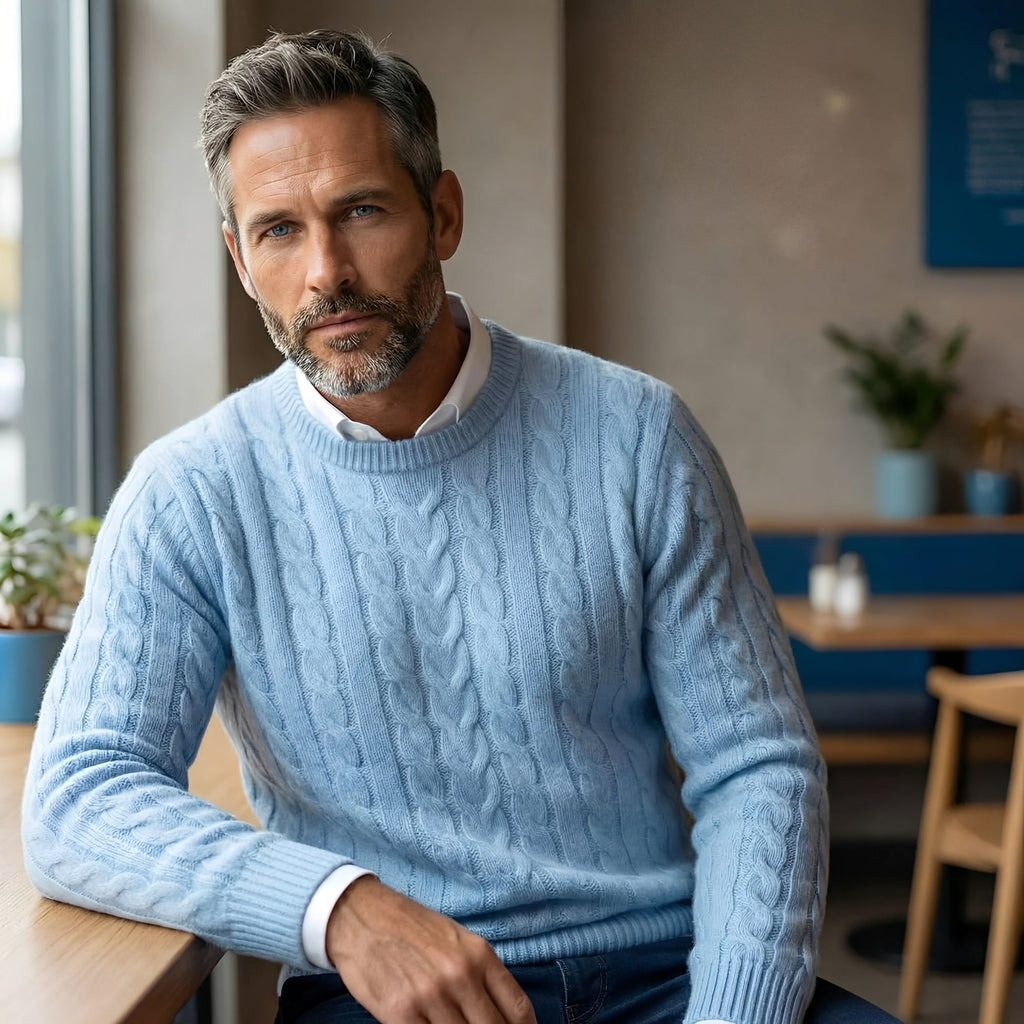 Herren Rundhals Pullover - Sanfte Textur, Langarm