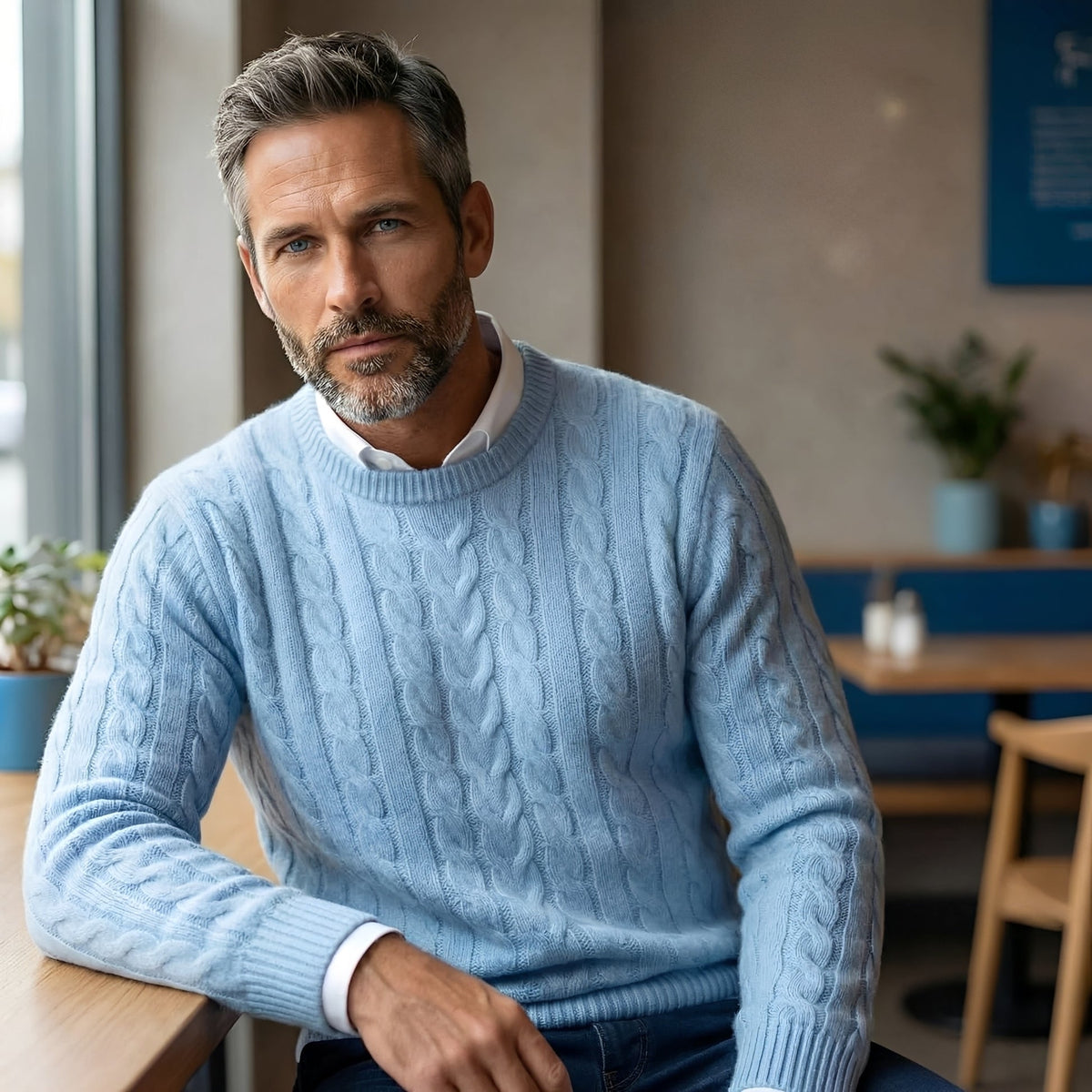 Herren Rundhals Pullover - Sanfte Textur, Langarm