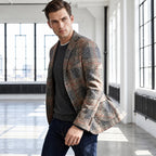 Herrenblazer mit Glen-Check-Muster, lässigem Schnitt, Soft-Shoulder-Design