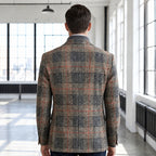 Herrenblazer mit Glen-Check-Muster, lässigem Schnitt, Soft-Shoulder-Design
