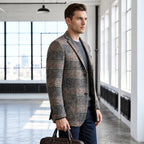 Herrenblazer mit Glen-Check-Muster, lässigem Schnitt, Soft-Shoulder-Design