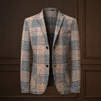 Herrenblazer mit Glen-Check-Muster, lässigem Schnitt, Soft-Shoulder-Design