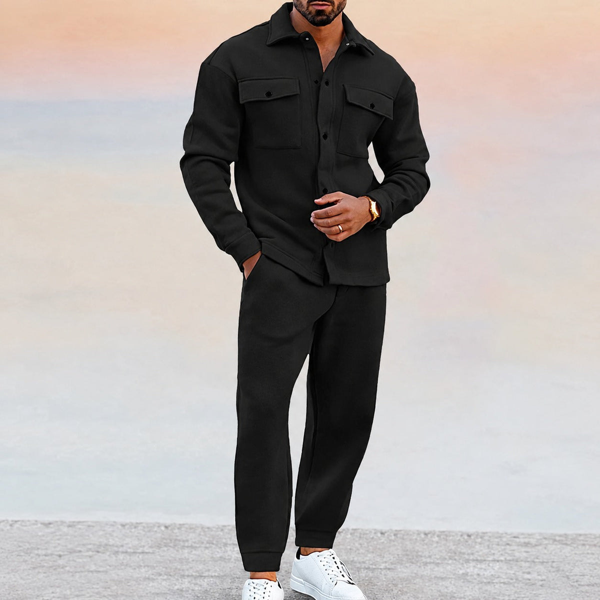 Herren-Set mit Freizeitjacke und elastischem Jogginghosenbund