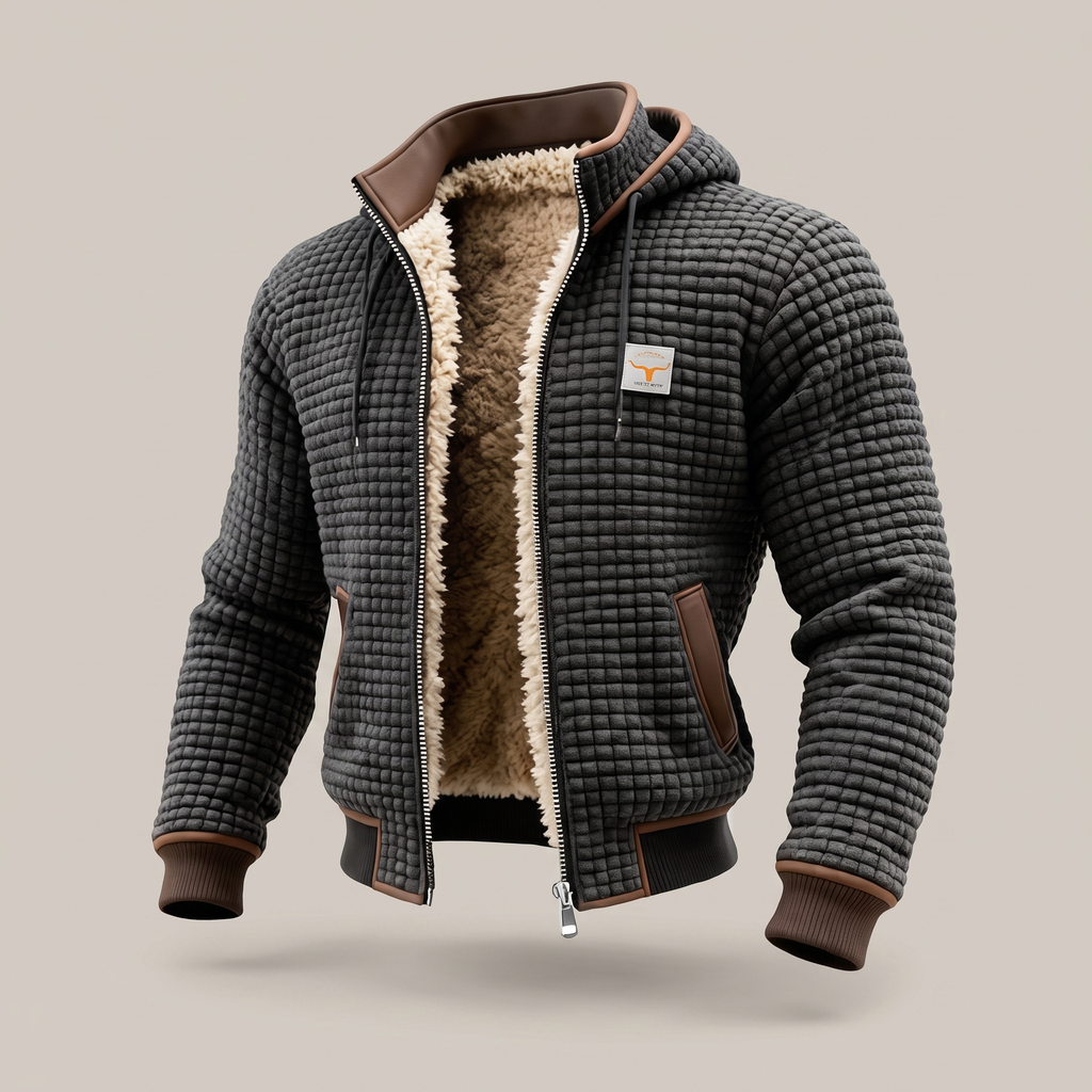 Herren Steppjacke - Kapuzenjacke mit Reißverschluss und Kontrastdetails