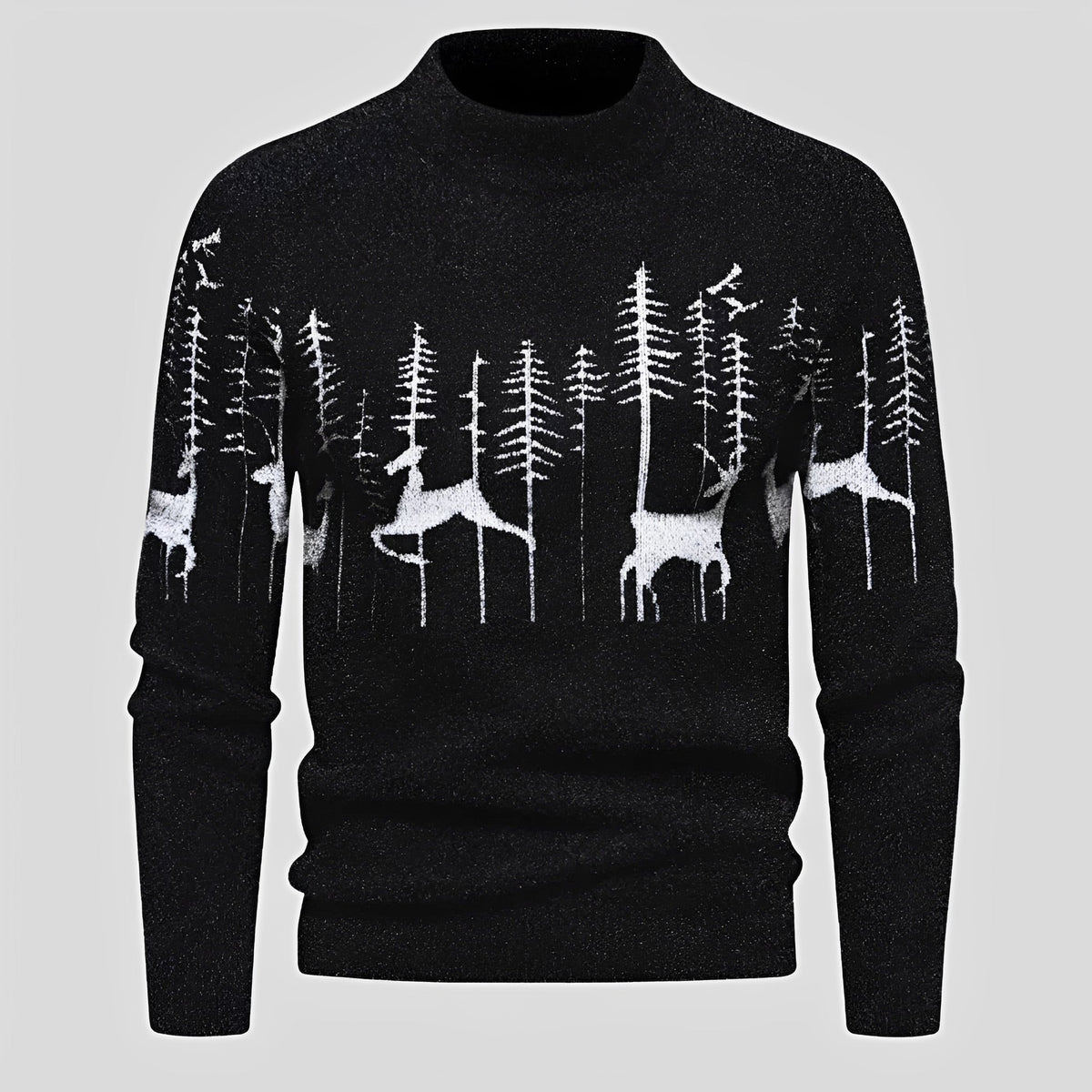 Herren Weihnachts-Pullover mit Hirsch- und Waldmotiv Regular Fit
