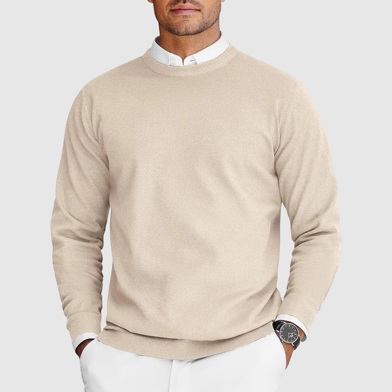 Herrensweater mit Rundhalsausschnitt Strukturierte Optik klassischer Schnitt