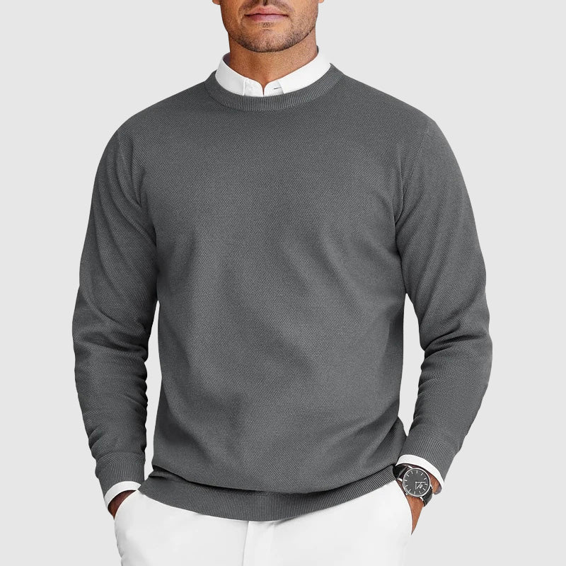 Herrensweater mit Rundhalsausschnitt Strukturierte Optik klassischer Schnitt