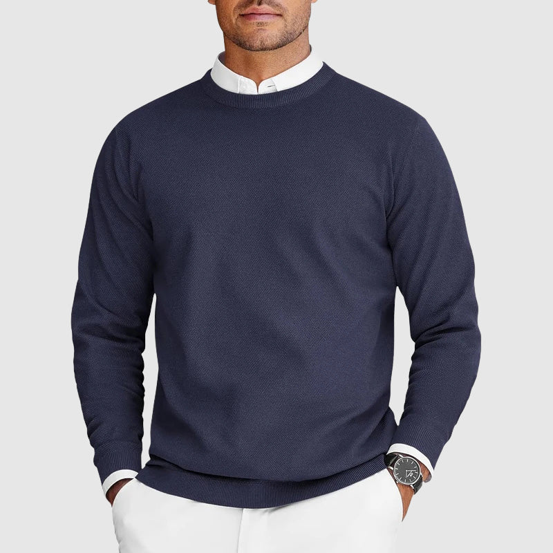 Herrensweater mit Rundhalsausschnitt Strukturierte Optik klassischer Schnitt