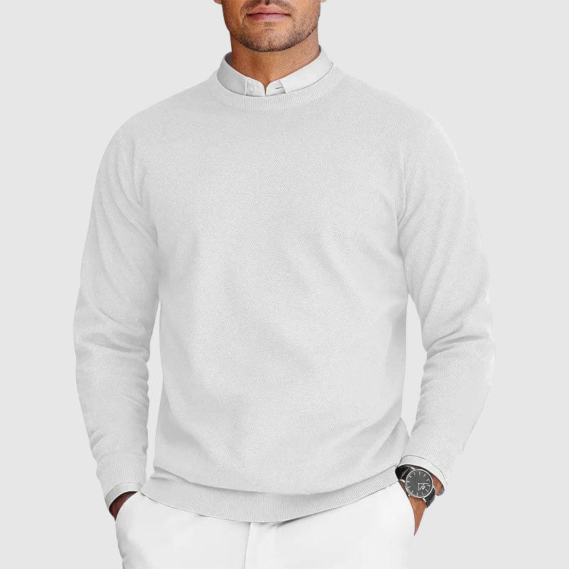 Herrensweater mit Rundhalsausschnitt Strukturierte Optik klassischer Schnitt