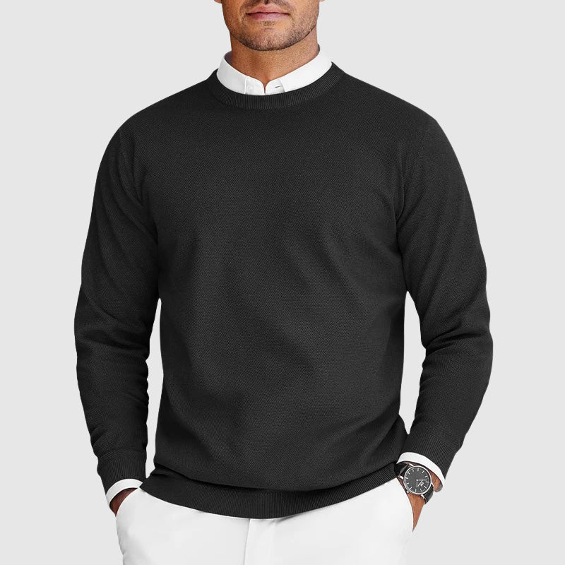 Herrensweater mit Rundhalsausschnitt Strukturierte Optik klassischer Schnitt