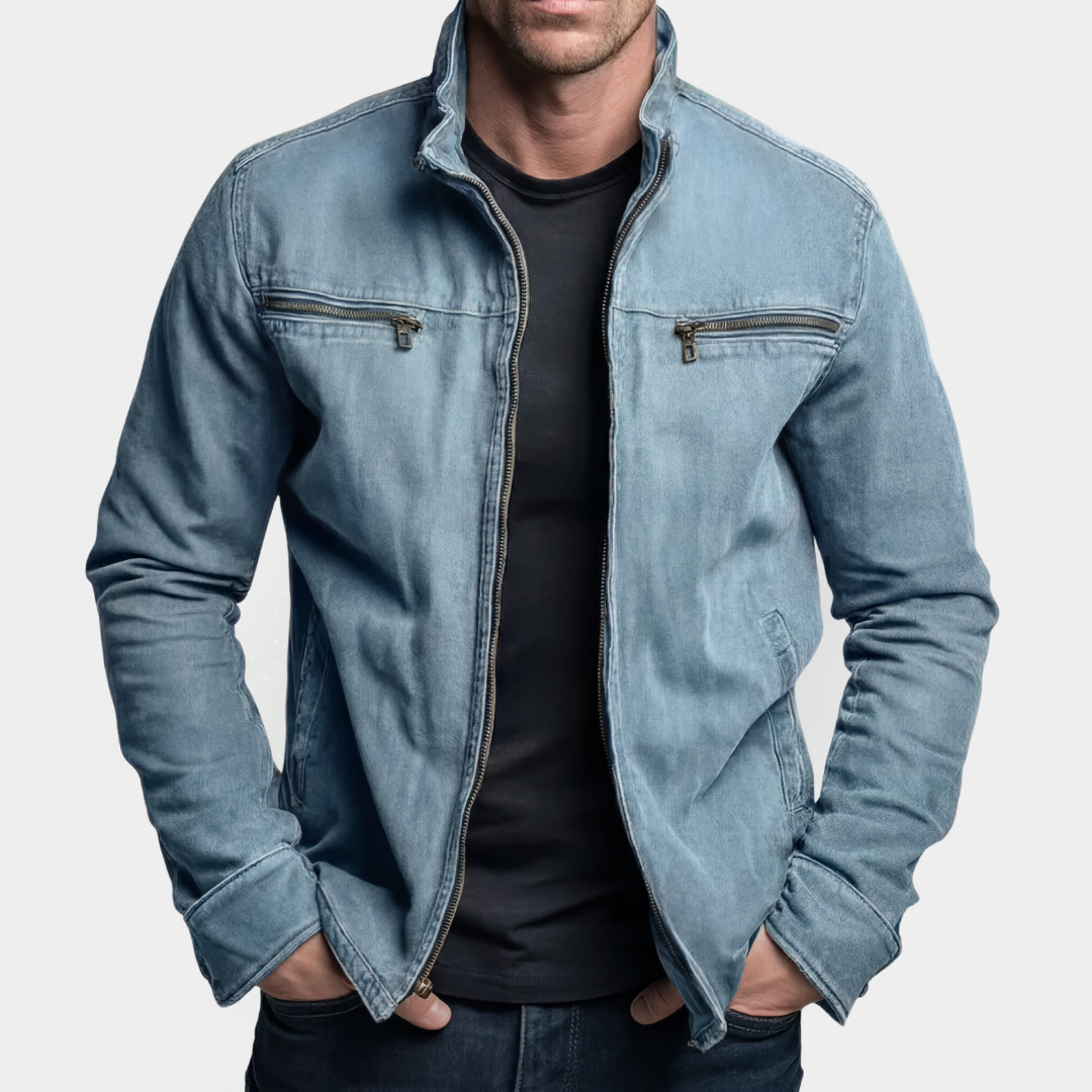 Herrenjacke mit Zipper, Stehkragen und Brusttaschen - Moderner Stil