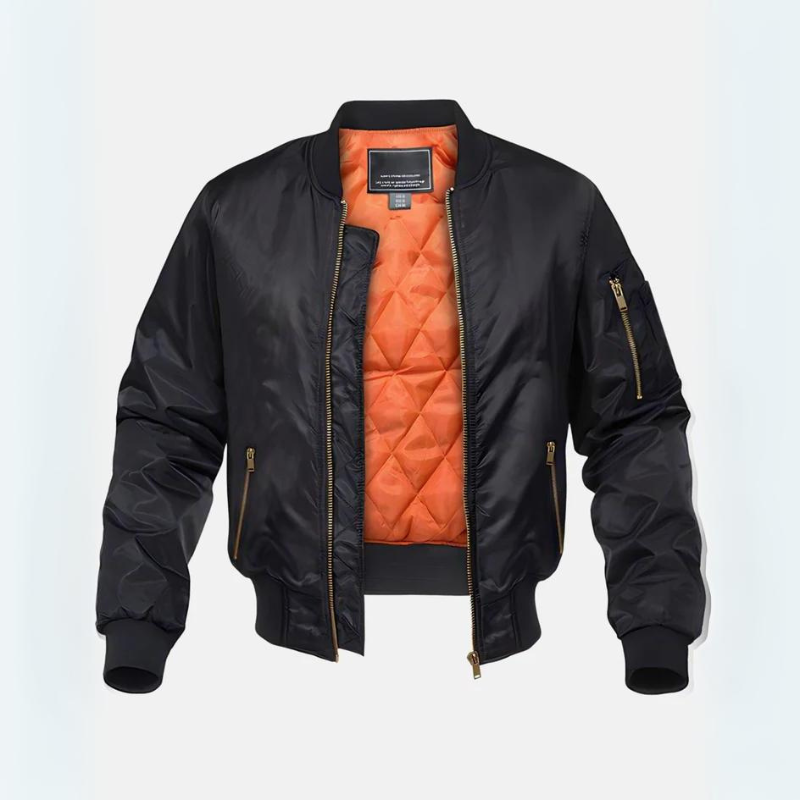 Herren-Bomberjacke gesteppt - Reißverschluss, gerippte Bündchen, lässige Passform