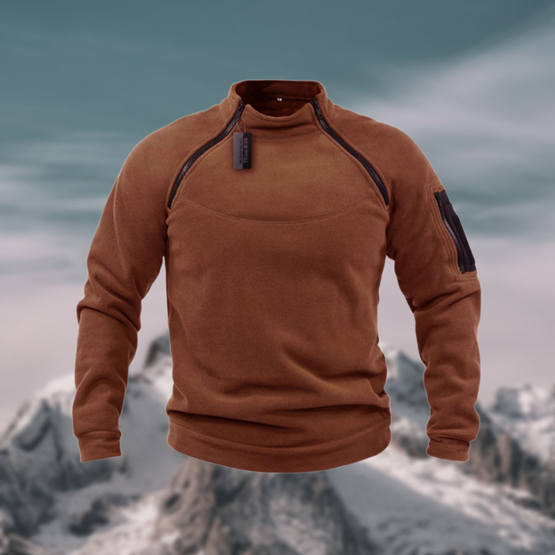 Herrenpullover mit Stehkragen und Reißverschluss Langarm sportlich casual